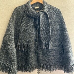 Vintage Hand knit wool shawl cape